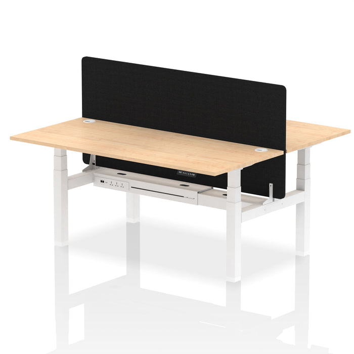 Air Back-to-Back Height Adjustable Bench Desk - 2 Person with Black Straight Screen