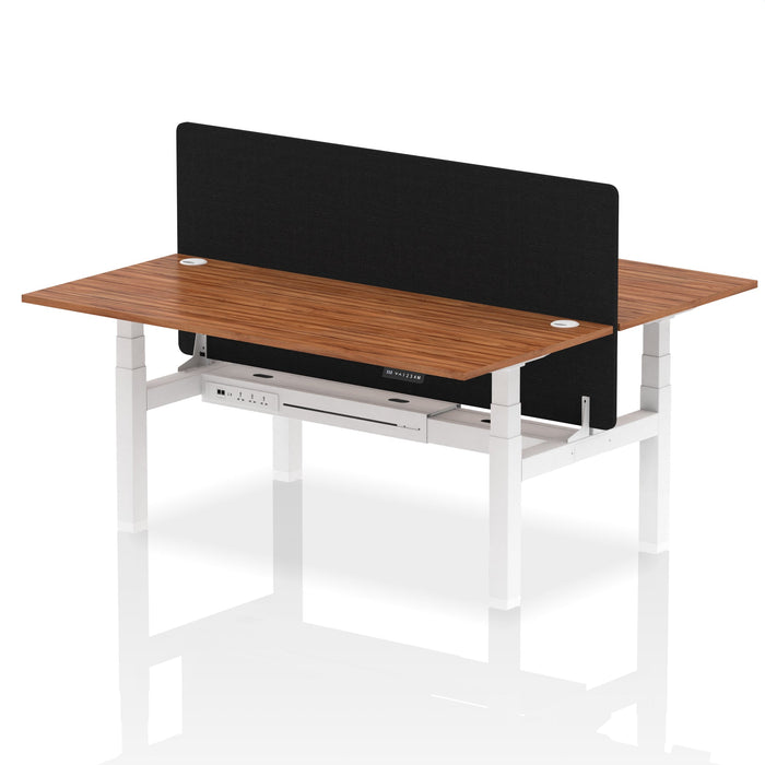 Air Back-to-Back Height Adjustable Bench Desk - 2 Person with Black Straight Screen