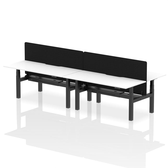 Air Back-to-Back Scalloped Edge Height Adjustable Bench Desk - 4 Person with Black Straight Screen