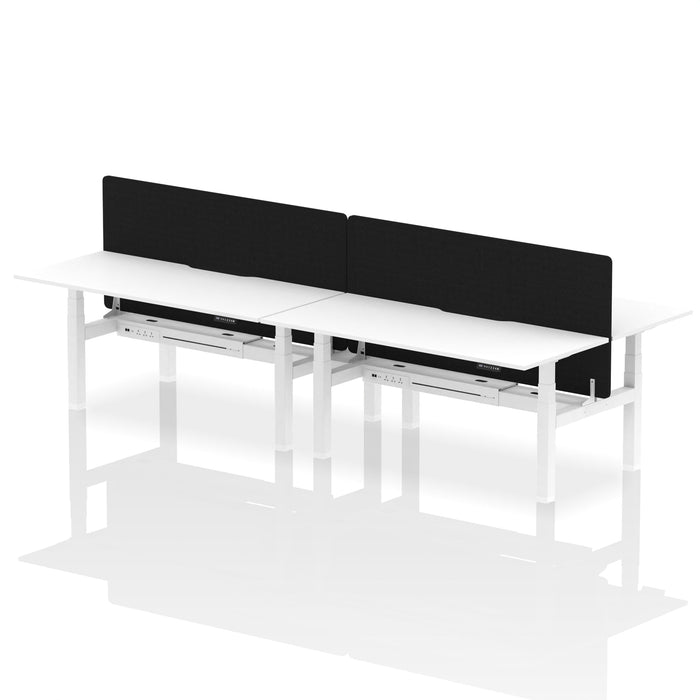 Air Back-to-Back Scalloped Edge Height Adjustable Bench Desk - 4 Person with Black Straight Screen