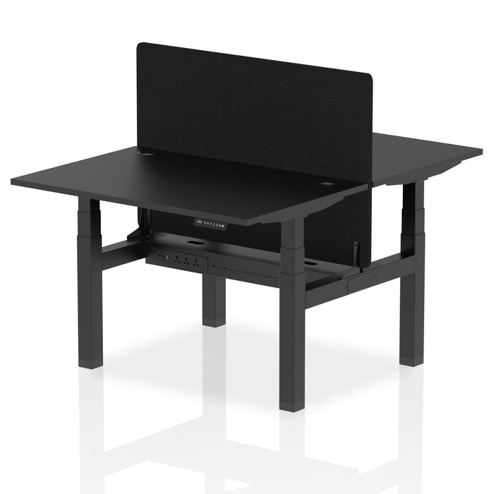 Air Back-to-Back Height Adjustable Bench Desk - 2 Person with Black Straight Screen