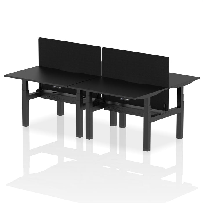 Air Back-to-Back Scalloped Edge Height Adjustable Bench Desk - 4 Person with Black Straight Screen