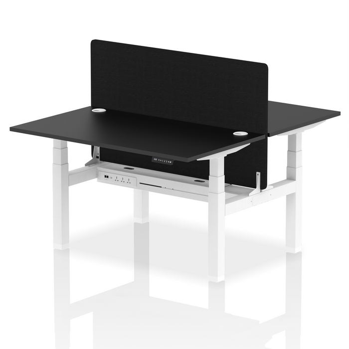 Air Back-to-Back Height Adjustable Bench Desk - 2 Person with Black Straight Screen