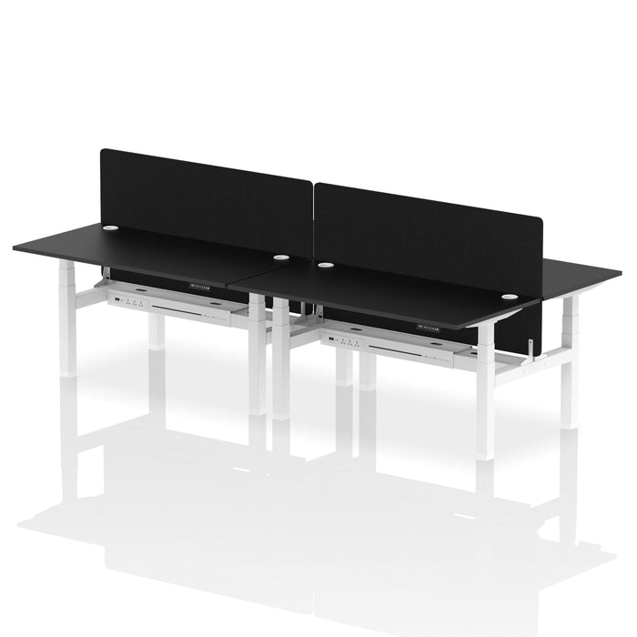 Air Back-to-Back Height Adjustable Bench Desk - 4 Person with Black Straight Screen