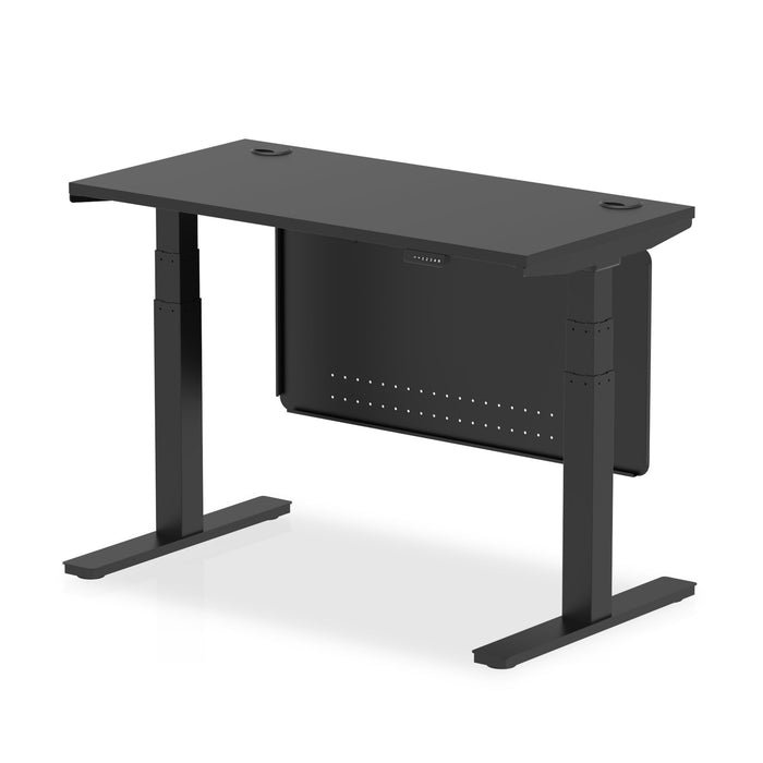 OE - Air Height Adjustable Slimline Desk with Cable Ports with Steel Modesty Panel