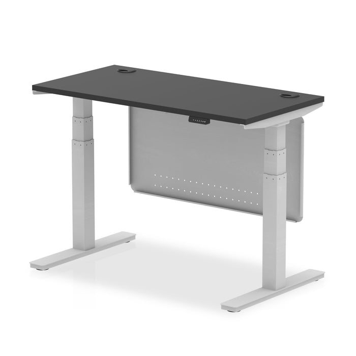 OE - Air Height Adjustable Slimline Desk with Cable Ports with Steel Modesty Panel