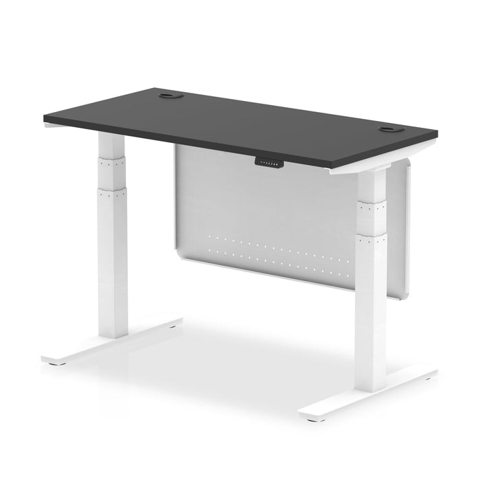 OE - Air Height Adjustable Slimline Desk with Cable Ports with Steel Modesty Panel
