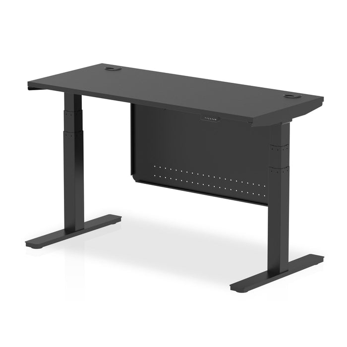 OE - Air Height Adjustable Slimline Desk with Cable Ports with Steel Modesty Panel