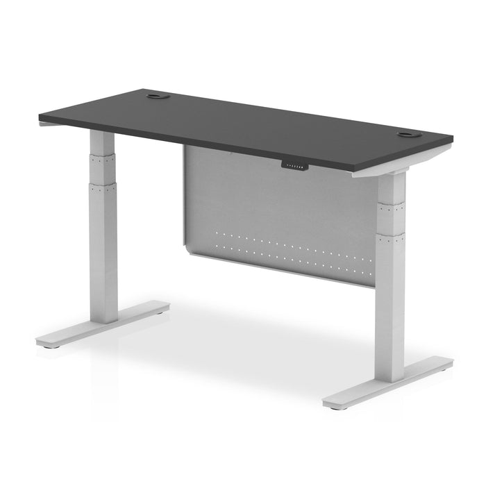 OE - Air Height Adjustable Slimline Desk with Cable Ports with Steel Modesty Panel