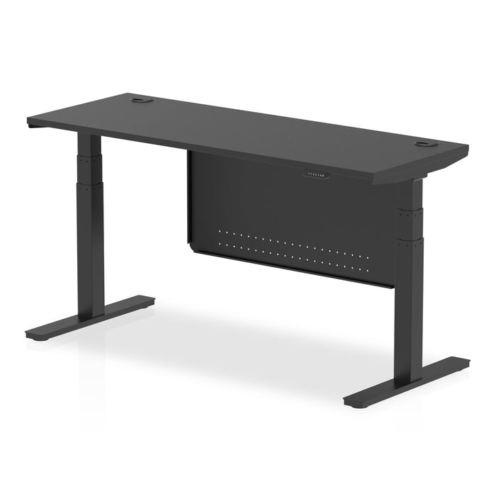 OE - Air Height Adjustable Slimline Desk with Cable Ports with Steel Modesty Panel