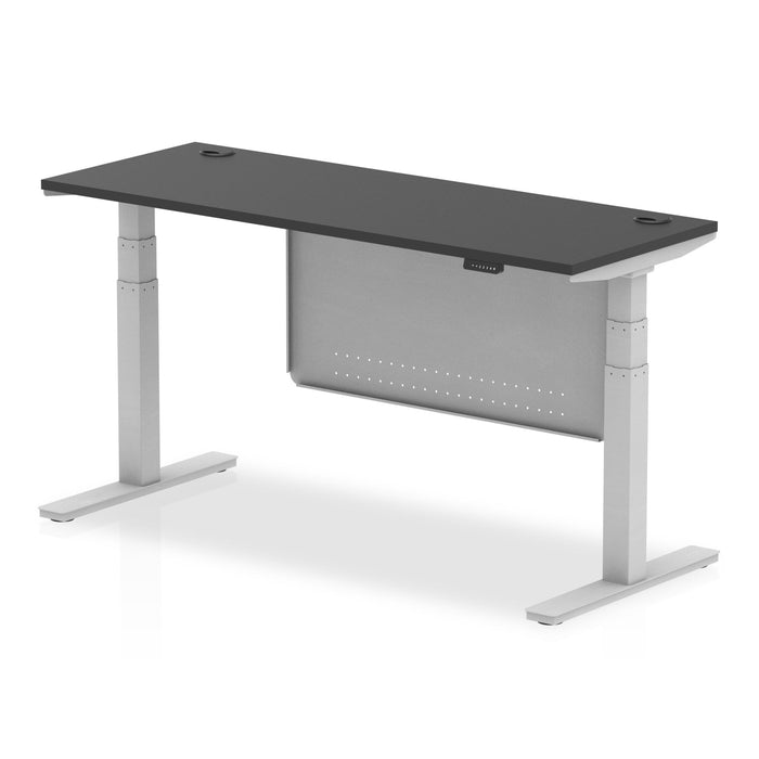 OE - Air Height Adjustable Slimline Desk with Cable Ports with Steel Modesty Panel