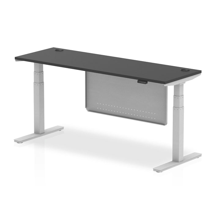 OE - Air Height Adjustable Slimline Desk with Cable Ports with Steel Modesty Panel