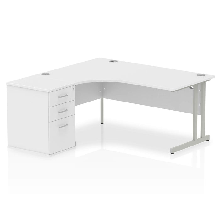 EE - Impulse Cantilever Left Crescent Desk Worksation with 600 Deep Desk High Pedestal
