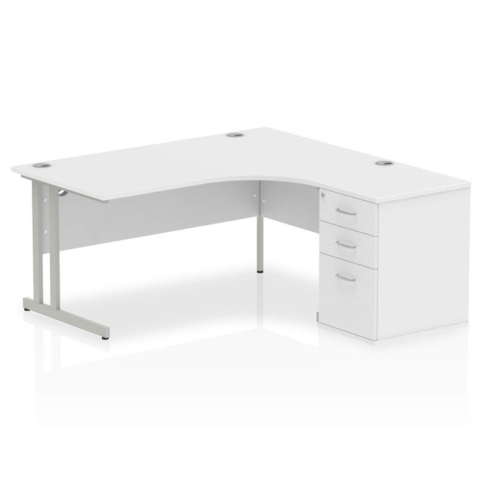 EE - Impulse Cantilever Right Crescent Desk Worksation with 600 Deep Desk High Pedestal