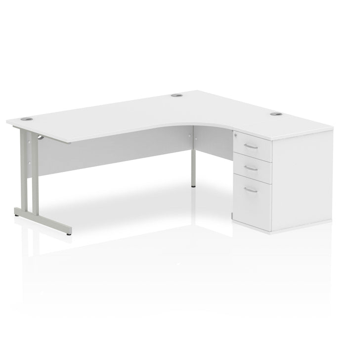 EE - Impulse Cantilever Right Crescent Desk Worksation with 600 Deep Desk High Pedestal