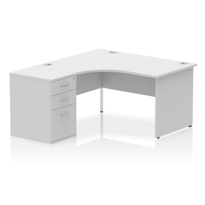 EE - Impulse Panel End Crescent Desk with 600 Deep Desk High Pedestal