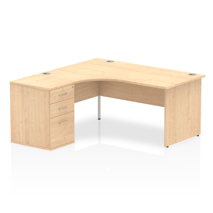 EE - Impulse Panel End Crescent Desk with 600 Deep Desk High Pedestal