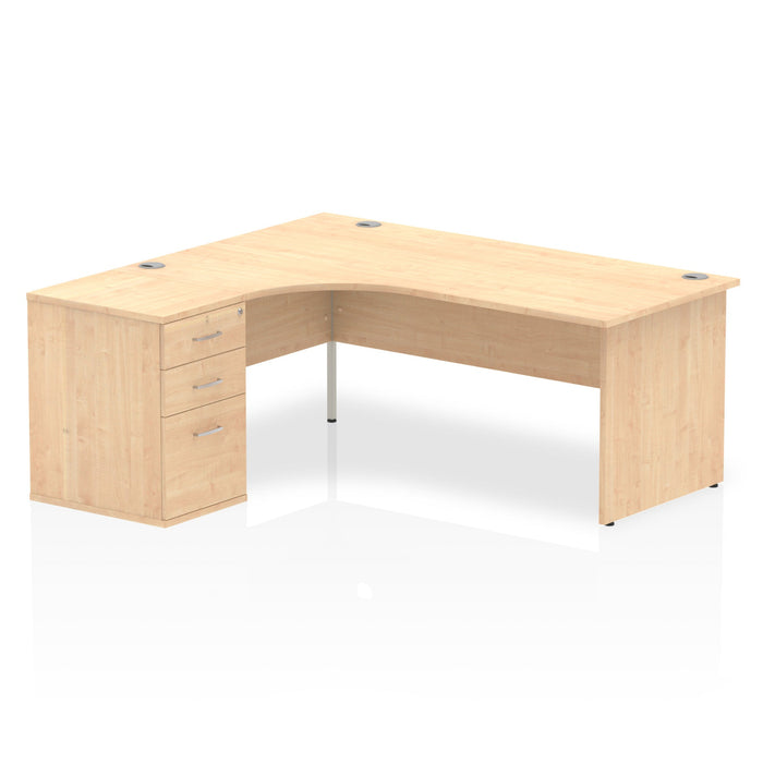 EE - Impulse Panel End Crescent Desk with 600 Deep Desk High Pedestal