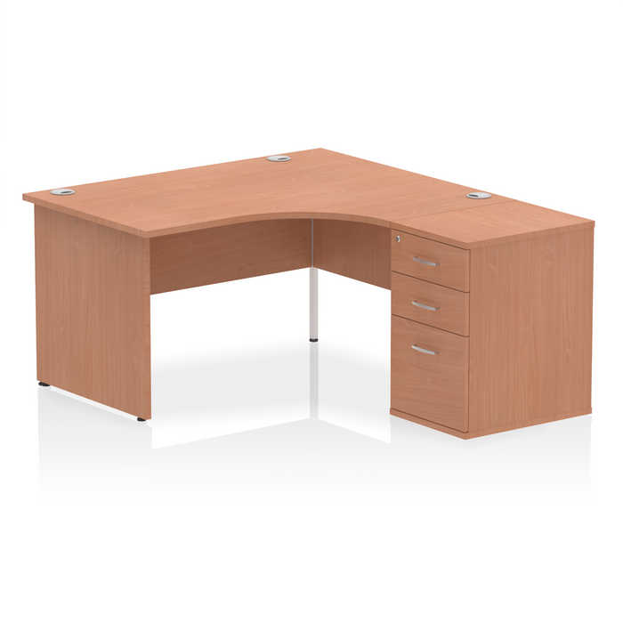 EE - Impulse Panel End Crescent Desk with 600 Deep Desk High Pedestal