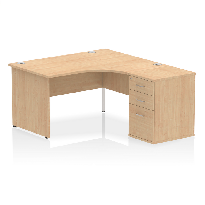 EE - Impulse Panel End Crescent Desk with 600 Deep Desk High Pedestal