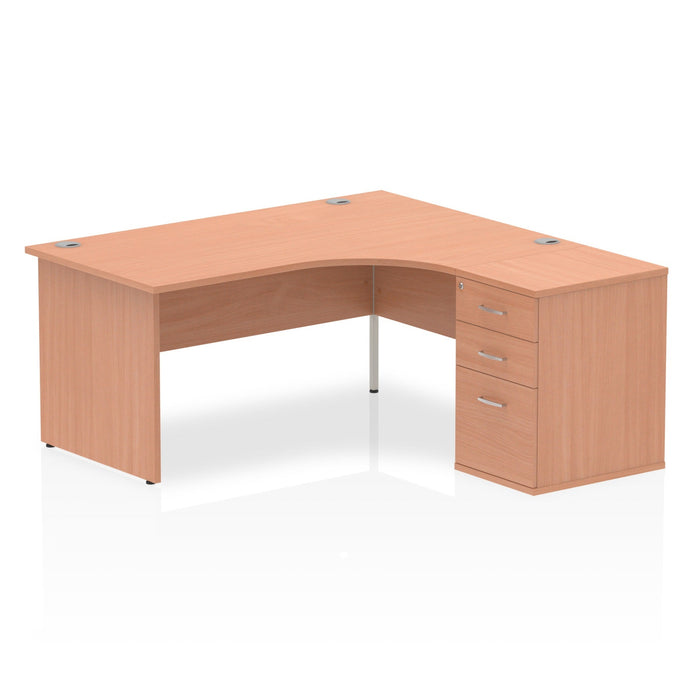 EE - Impulse Panel End Crescent Desk with 600 Deep Desk High Pedestal