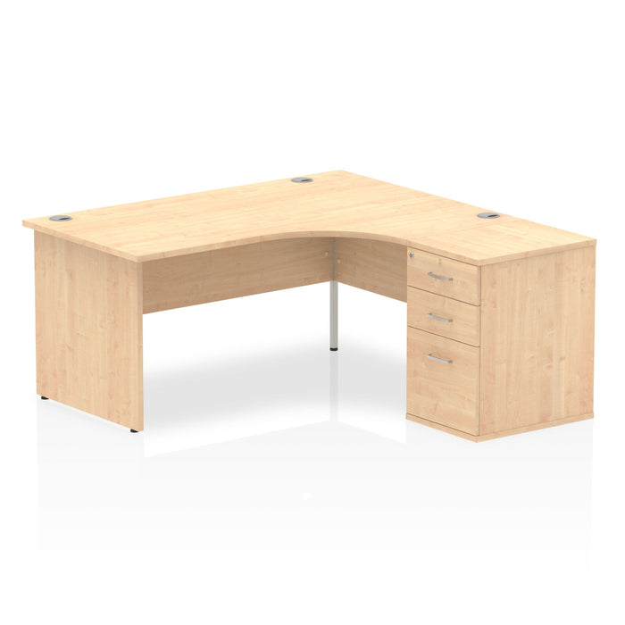 EE - Impulse Panel End Crescent Desk with 600 Deep Desk High Pedestal