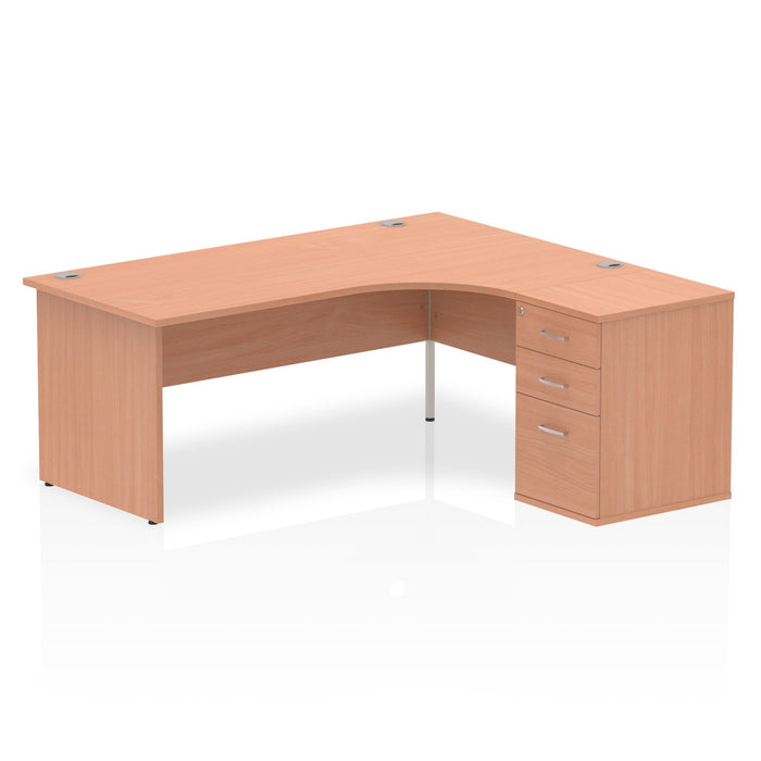EE - Impulse Panel End Crescent Desk with 600 Deep Desk High Pedestal