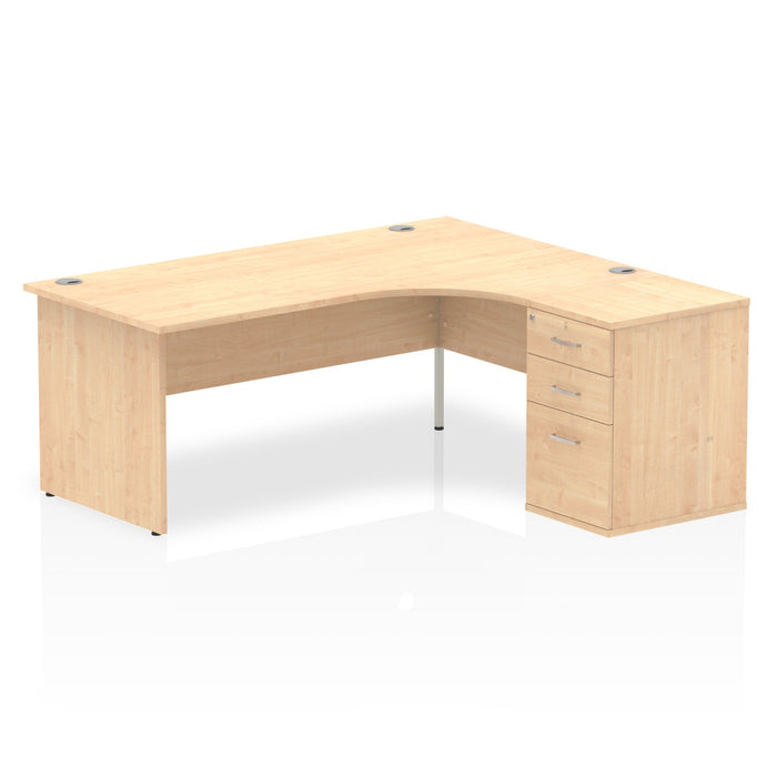 EE - Impulse Panel End Crescent Desk with 600 Deep Desk High Pedestal