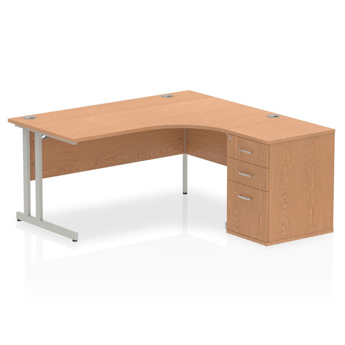 EE - Impulse Cantilever Right Crescent Desk Worksation with 600 Deep Desk High Pedestal