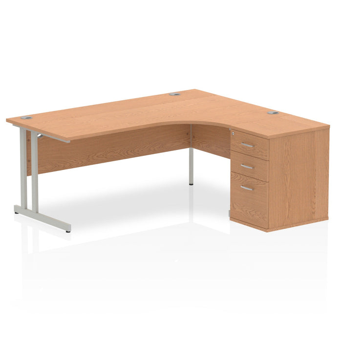 EE - Impulse Cantilever Right Crescent Desk Worksation with 600 Deep Desk High Pedestal