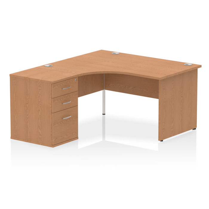EE - Impulse Panel End Crescent Desk with 600 Deep Desk High Pedestal