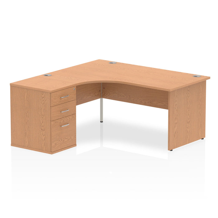 EE - Impulse Panel End Crescent Desk with 600 Deep Desk High Pedestal