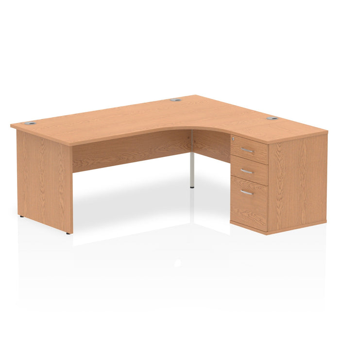 EE - Impulse Panel End Crescent Desk with 600 Deep Desk High Pedestal