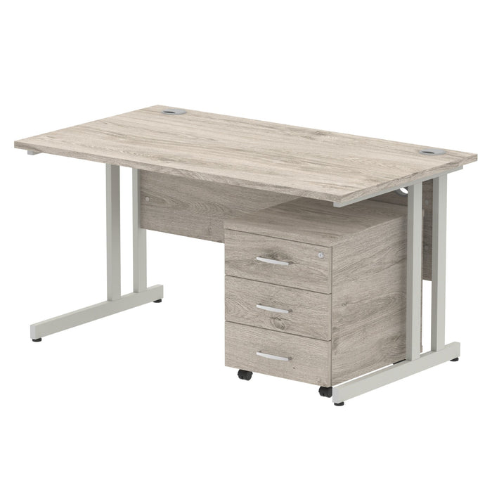 OE - Impulse 1400mm Cantilever Straight Desk With Mobile Pedestal