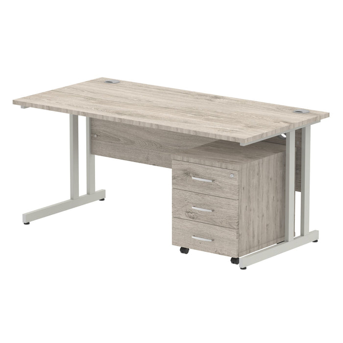 EE - Impulse 1600mm Cantilever Straight Desk With Mobile Pedestal