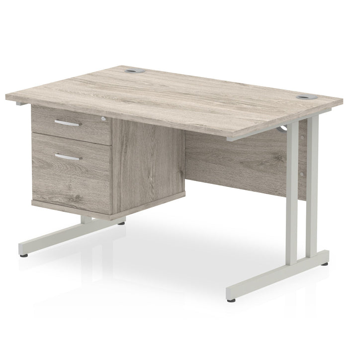 OE - Impulse 1200mm Cantilever Straight Desk With Single Fixed Pedestal