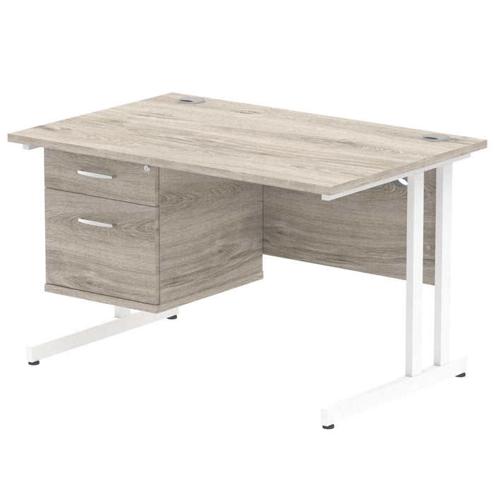EE - Impulse 1200mm Cantilever Straight Desk With Single Fixed Pedestal