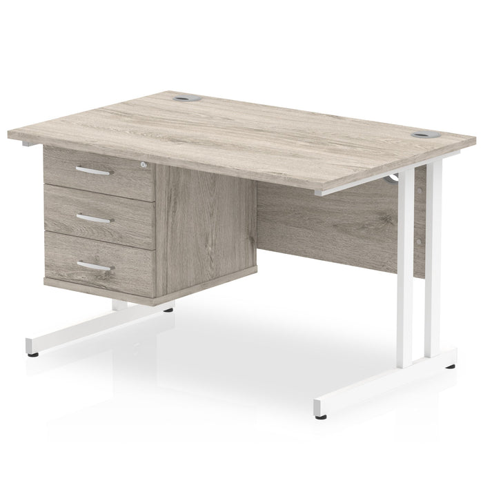 EE - Impulse 1200mm Cantilever Straight Desk With Single Fixed Pedestal