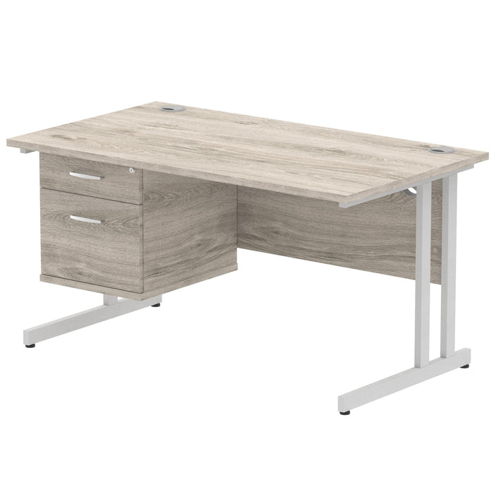 EE - Impulse 1400mm Cantilever Straight Desk With Single Fixed Pedestal