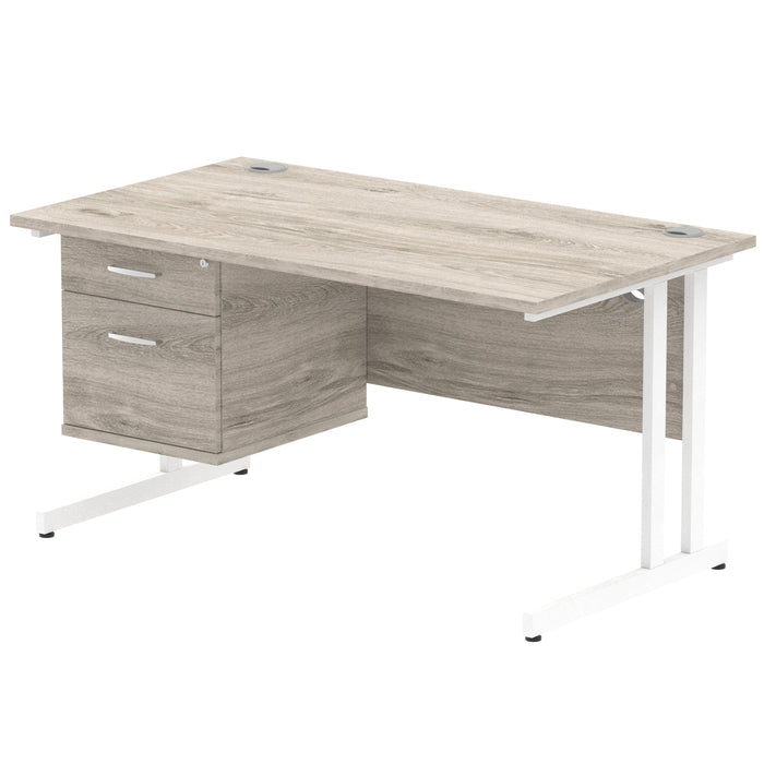 EE - Impulse 1400mm Cantilever Straight Desk With Single Fixed Pedestal