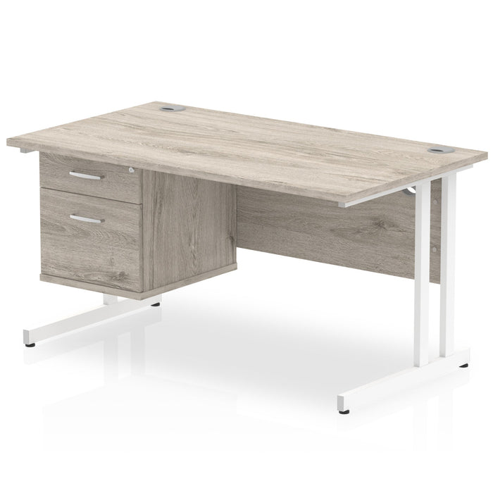 OE - Impulse 1400mm Cantilever Straight Desk With Single Fixed Pedestal