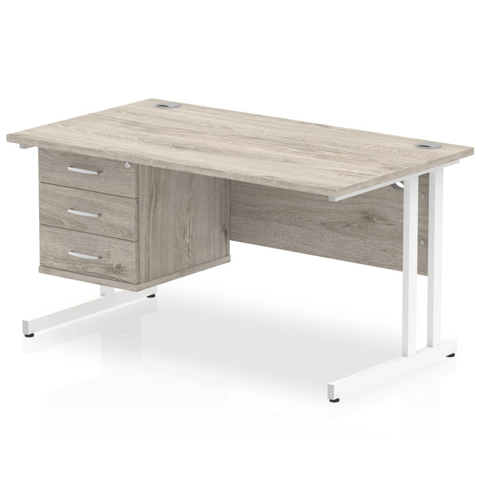 OE - Impulse 1400mm Cantilever Straight Desk With Single Fixed Pedestal