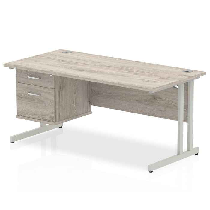 OE - Impulse 1600mm Cantilever Straight Desk With Single Fixed Pedestal
