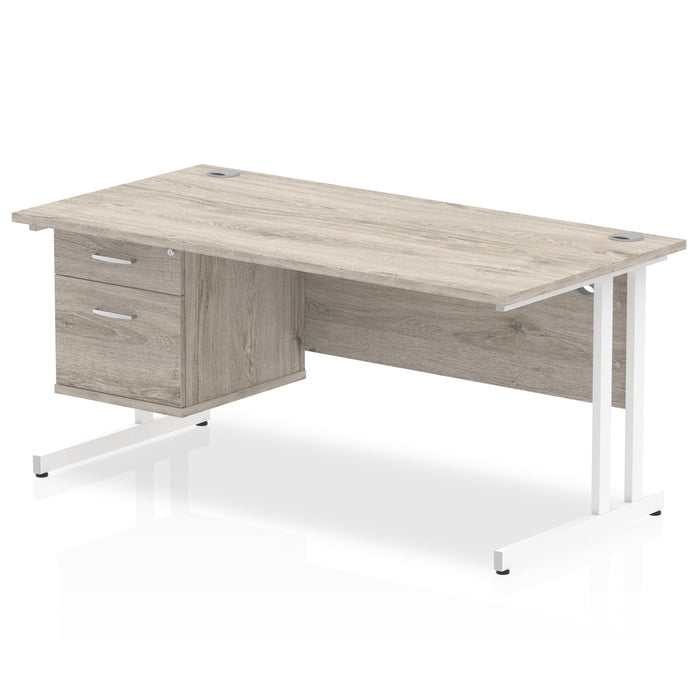 OE - Impulse 1600mm Cantilever Straight Desk With Single Fixed Pedestal