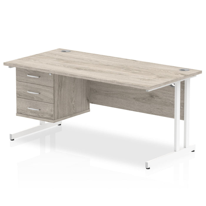 EE - Impulse 1600mm Cantilever Straight Desk With Single Fixed Pedestal