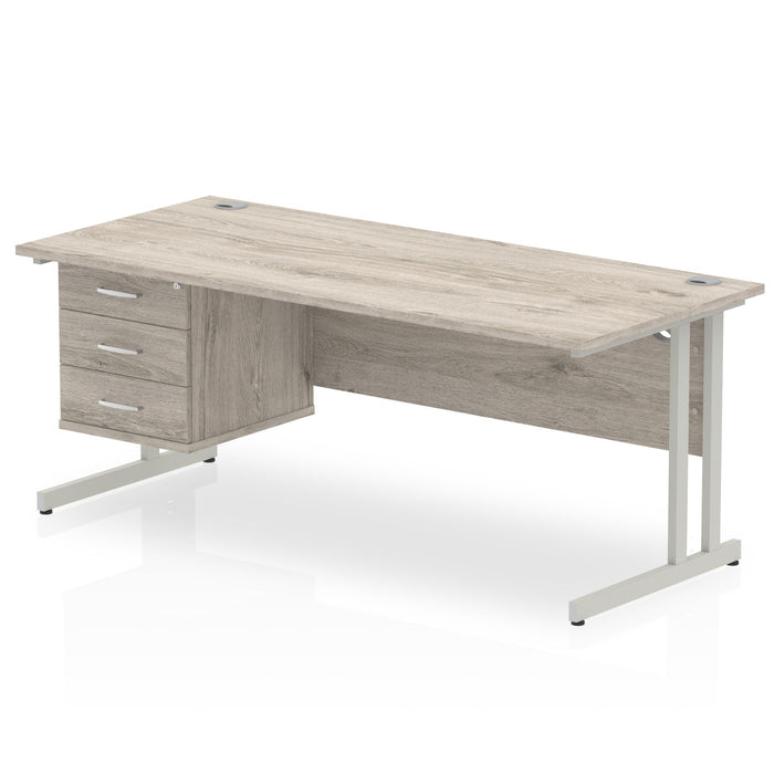 OE - Impulse 1800mm Cantilever Straight Desk With Single Fixed Pedestal