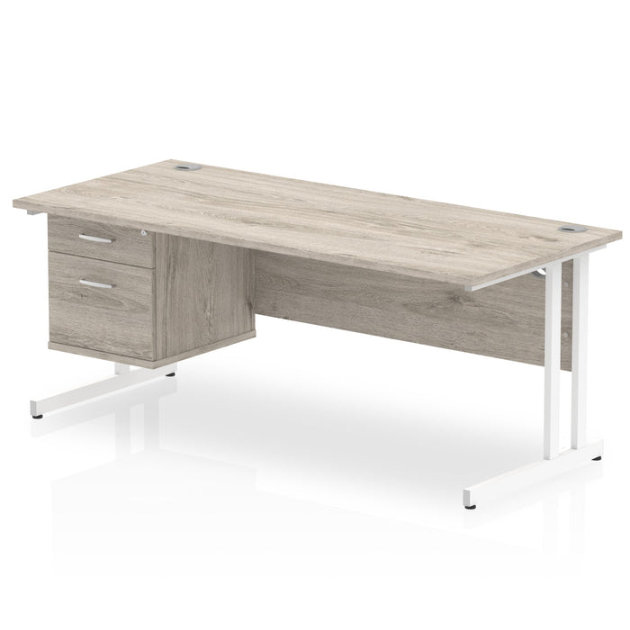 EE - Impulse 1800mm Cantilever Straight Desk With Single Fixed Pedestal