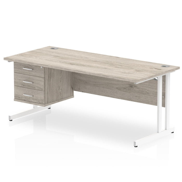 EE - Impulse 1800mm Cantilever Straight Desk With Single Fixed Pedestal