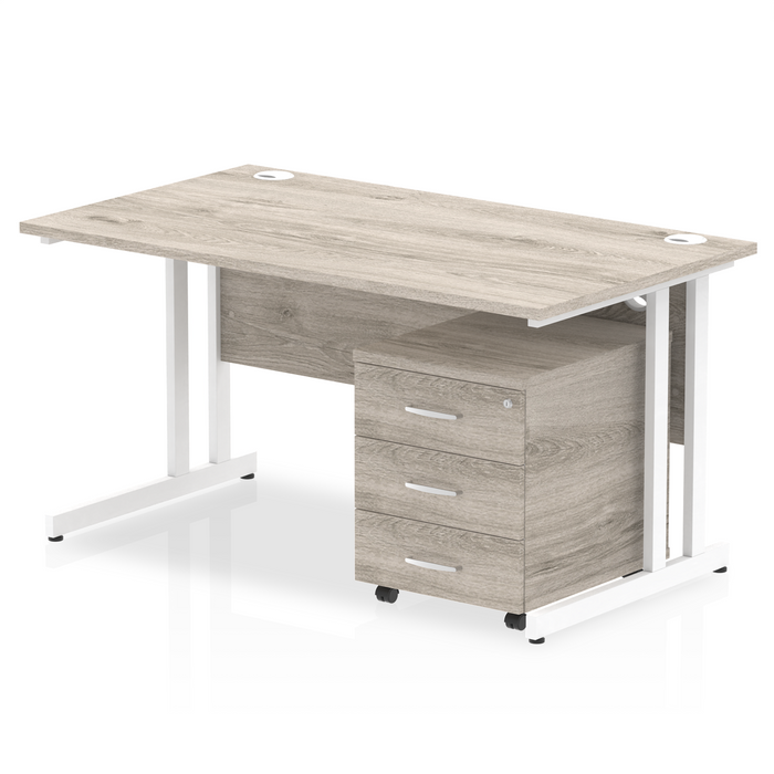 EE - Impulse 1400mm Cantilever Straight Desk With Mobile Pedestal