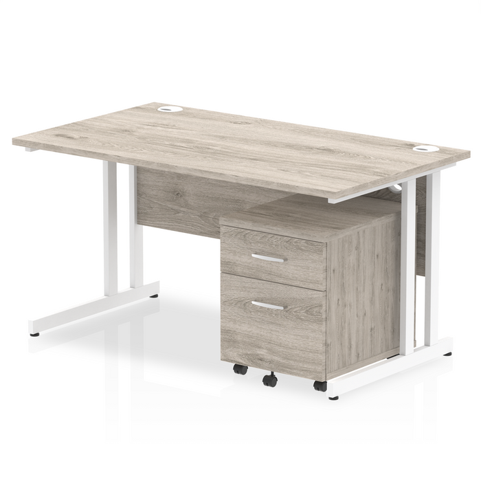 EE - Impulse 1400mm Cantilever Straight Desk With Mobile Pedestal